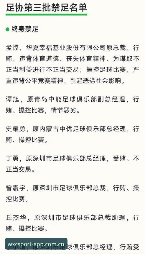 万象城体育最新动态 万象城体育赛事解读指南——足协第三批禁足名单深度剖析